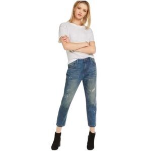 Wildfox NWOT Size 28 Baggy Crop Jean Da Vinci Distressed Paint splatter Cotton